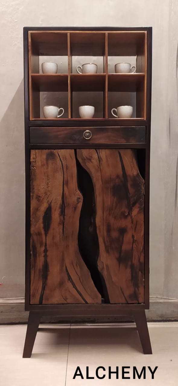live edge display cabinet
